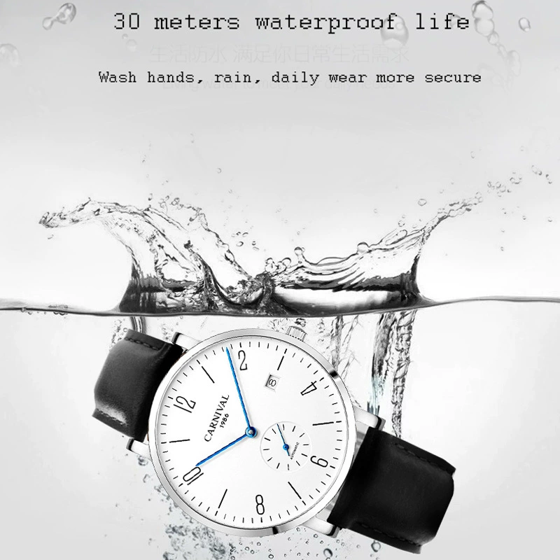 Carnival Men's mechanical mechanical watch, waterproof fashionable swiss watch, 2019, simple and elegant design, fully automatic