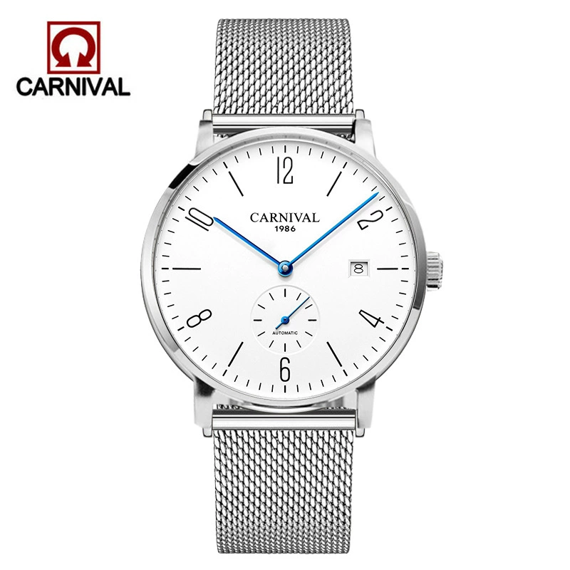 Carnival Men's mechanical mechanical watch, waterproof fashionable swiss watch, 2019, simple and elegant design, fully automatic