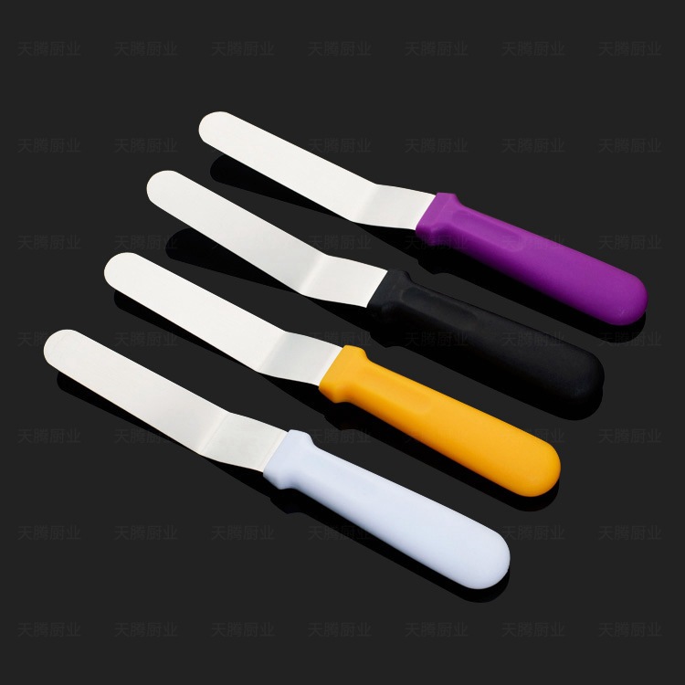 6-inch stainless steel curved kiss knife purple cake decorating knife plastic curved spatula baking tool
