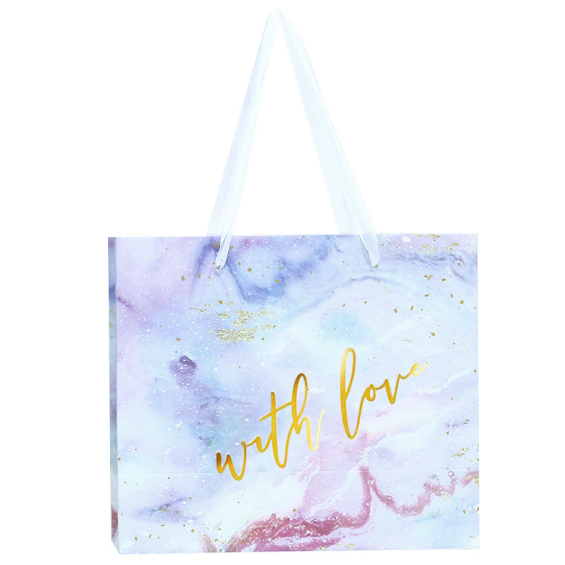 礼品袋手提袋纸袋服装 梦幻彩色购物礼品包装覆膜烫金礼品购物袋