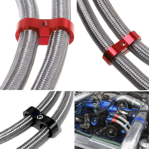 Factory direct supply for automobile modified braided oil pipe aluminum alloy double hole cable clamp separator fixed pipe clamp universal cable clamp