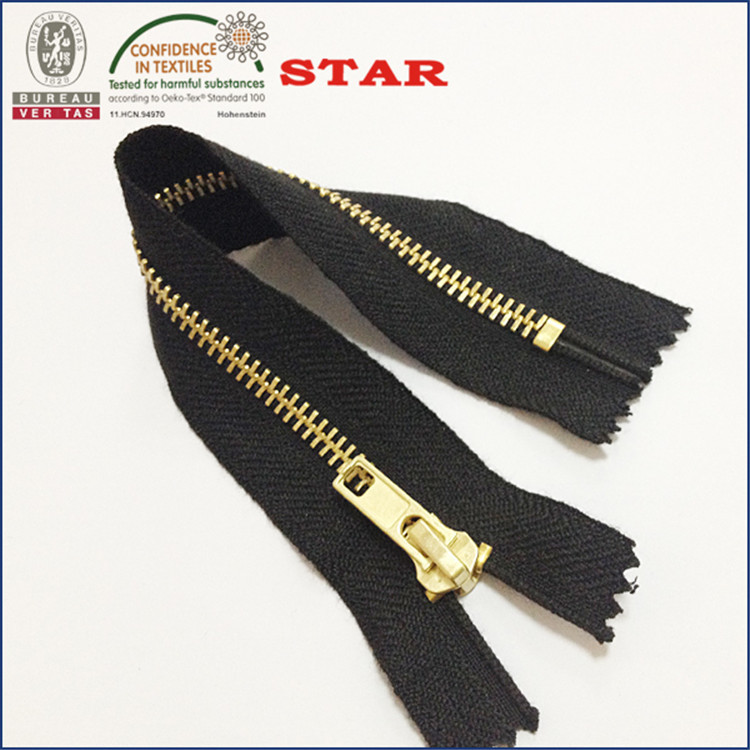 5#金属防火黄铜闭口防护服特种服用拉链