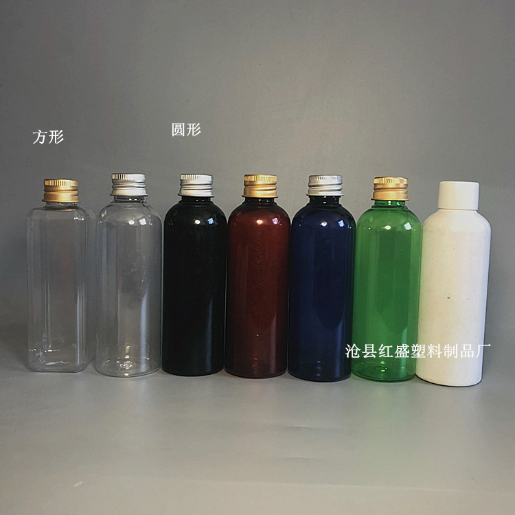 现货 100ml铝盖塑料瓶 pet乳液纯露精油分装瓶 透明铝盖塑料瓶