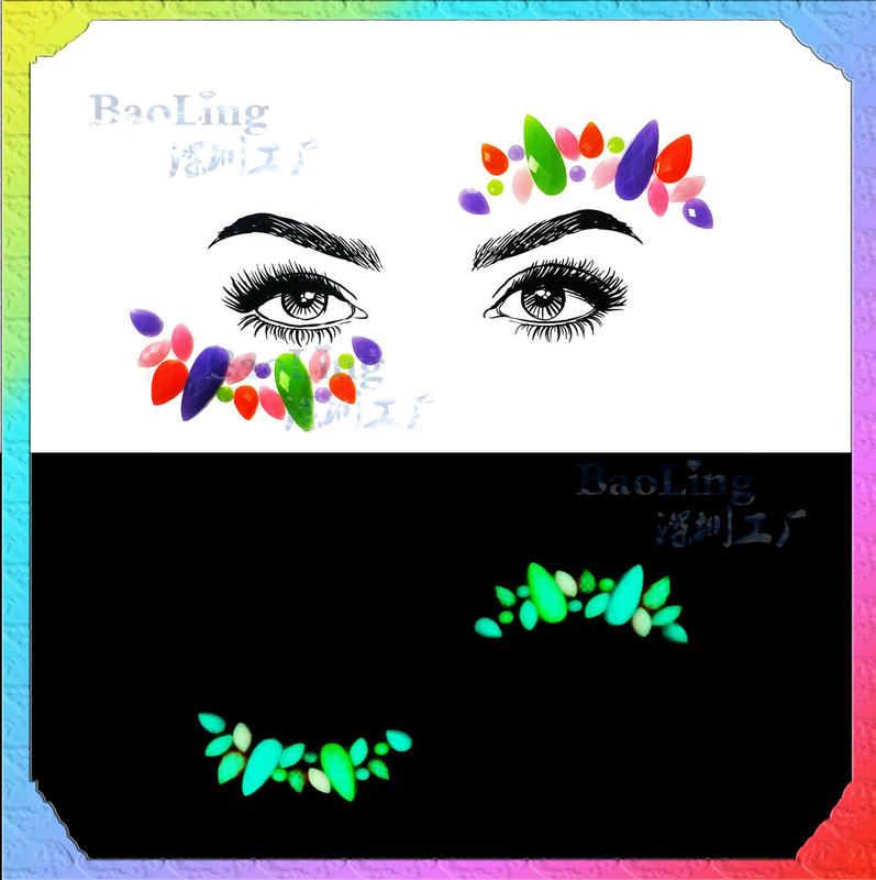 Halloween Ghost Festival Face Sticker Diamond Red Black Rhinestone Sticker Cat's Eye Sticker Resin Acrylic Tattoo Sticker Nail Drill