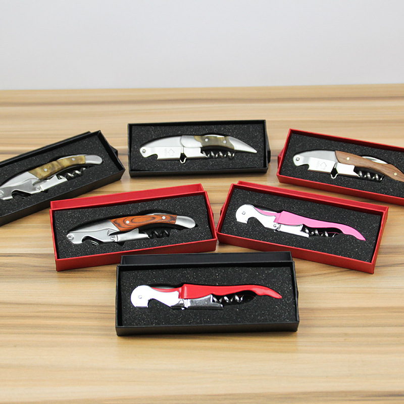 Cuchillo sacacorchos de acero inoxidable Jiuou, estilo caballito de mar, abridor de vino multifunción, colorido