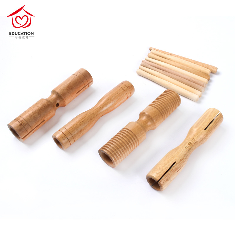 Orff Percussion Children's Early Education Musical Instrument Beech Double Rings High and Low Bangzi Kindergarten Music Classroom