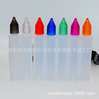 30ML仿水晶盖pe瓶子彩色滴油独角兽注油瓶液体分装瓶笔式储油瓶