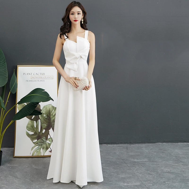 Banquete de hadas vestido de noche blanco para las mujeres 2024 nuevo digno elegante anfitrión Reunión Anual sexy vestido largo