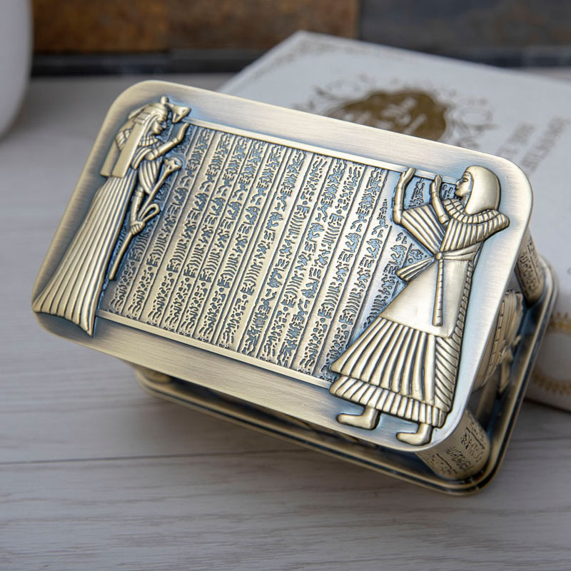 新款金属创意欧式珠宝盒埃及法老王长方形首饰盒桌面收纳盒跨境