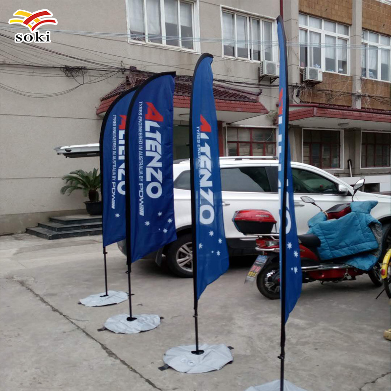 Venta directa de fábrica bandera de playa al aire libre resistente al viento 2,8 m cuchillo bandera base cruzada enchufe recto bandera de hierba transferencia urdimbre paño de punto