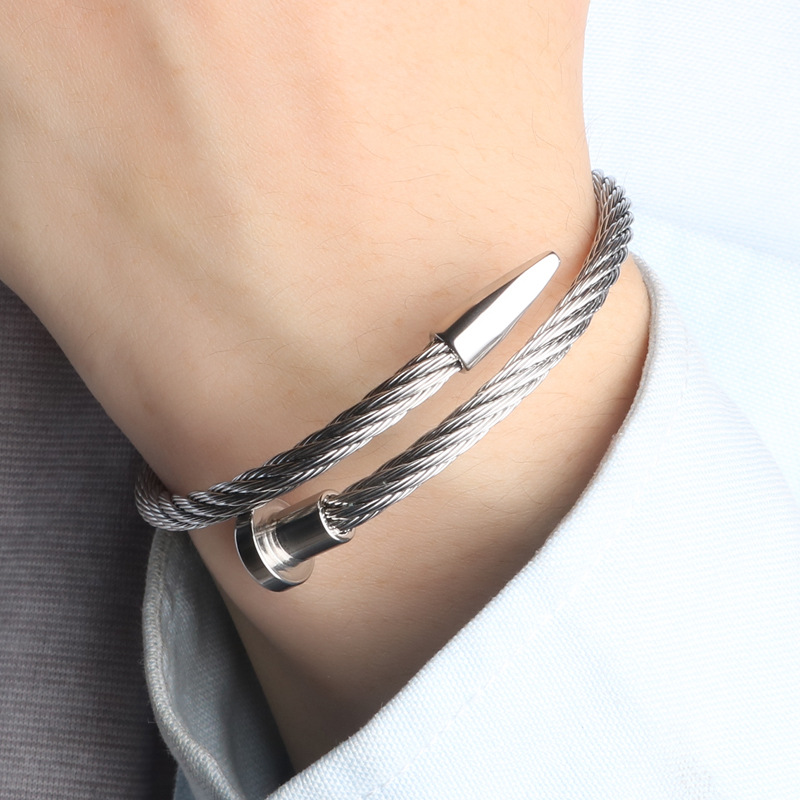 Steel wire bracelets, bracelets, simple and personalized metal texture jewelry from Europe and America_voghion.com