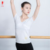 Red dance shoes thin cotton female adult dance tight short -sleeved shirt practice dance dancing cross -sliming group service 3844