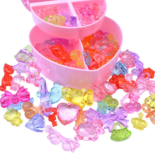 DIY children's imitation crystal gem toy animal character big diamond girl plastic beads play house pendant