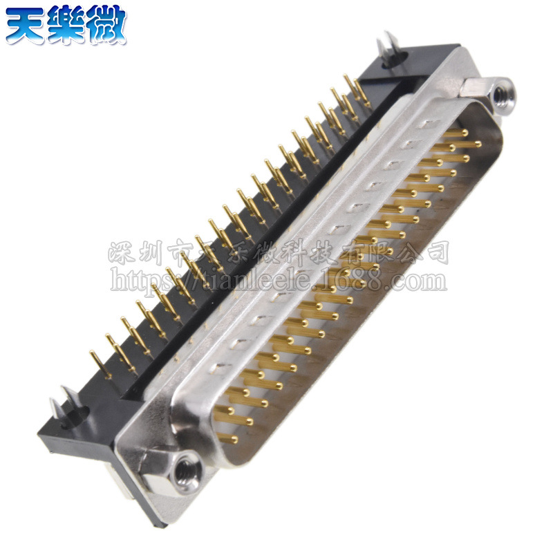 镀金DR37公针焊板接头VGA插座DB37串口 弯针90度焊板连接器实心针