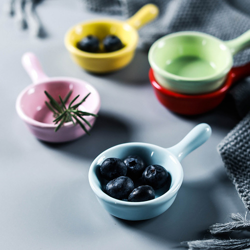 Hongjiu creative Japanese-style handle mini small porcelain dish seasoning sauce vinegar dish sauce dish dipping saucer ceramic seasoning dish