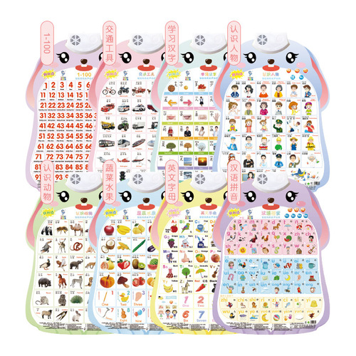 Baby Audio Early Education Wall Chart Sound Children's Number Enlightenment Cognitive Pinyin Alphabet Wall Sticker Yiwu Toys