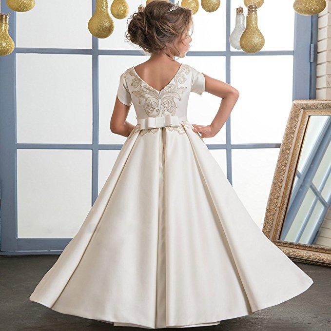 Vestido para niños Vestido de princesa Vestido de novia para niñas Vestido de piano largo Ropa para niños Vestido de cumpleaños para niña de flores Pettiskirt