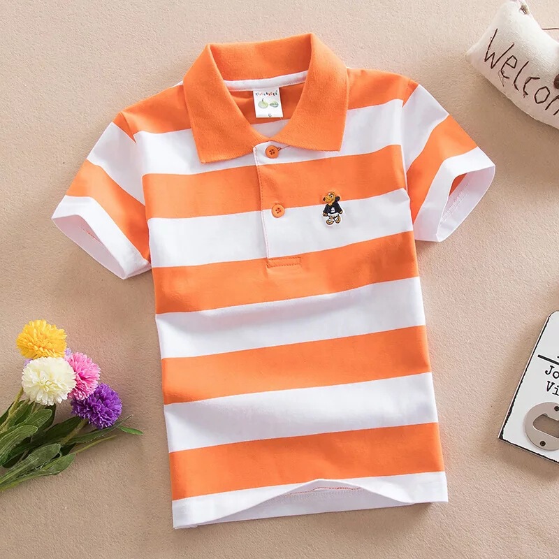 Summer Children's Short-sleeved T-shirt Cotton 1-13 Years Old Shirt Large Children's Striped Lapel Polo kids Polo Shirt European and American Summer Children's Short-sleeved T-shirt Cotton 1-13 Years Old Shirt Large Children's Striped Lapel Polo kids Polo Shirt European and American