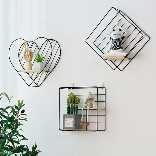 Nordic wrought iron storage rack without punching bathroom wall storage rack home living room room bedroom wall decoration rack