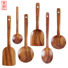 Stylish Korean-style Kitchen Utensils: Creative Teak Wooden Cooking Spatula and Spoon Set with Non-Stick Design