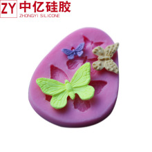 硅胶翻糖模  液态硅胶3D模  3只蝴蝶造型 C056