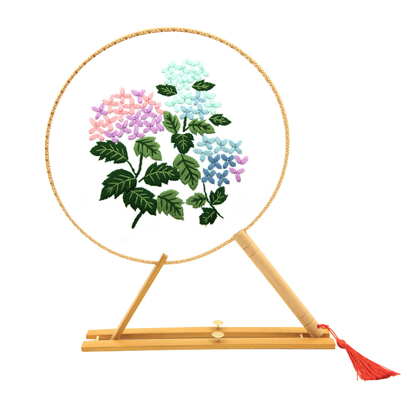 Bordado DIY hecho a mano Lu Bordado producción ventilador material paquete antiguo estilo organza translúcido principiante bordado de doble cara