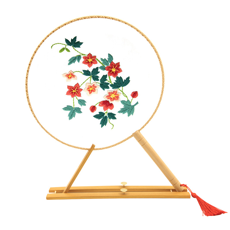 Bordado DIY hecho a mano Lu Bordado producción ventilador material paquete antiguo estilo organza translúcido principiante bordado de doble cara