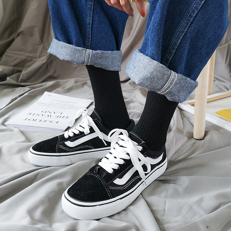 Black and White Socks Women's Mid-length Socks Summer ins Trendy Thin All-match Short Socks Korean Summer ulzzang Internet Celebrity Black and White Socks Women's Mid-length Socks Summer ins Trendy Thin All-match Short Socks Korean Summer ulzzang Internet Celebrity
