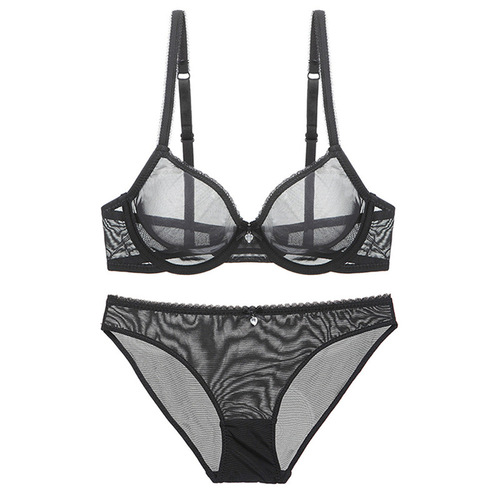 Varsbaby Independent Station Amazon AliExpress European and American Sexy Underwear Ultra-Thin Transparent Mesh Bra Set