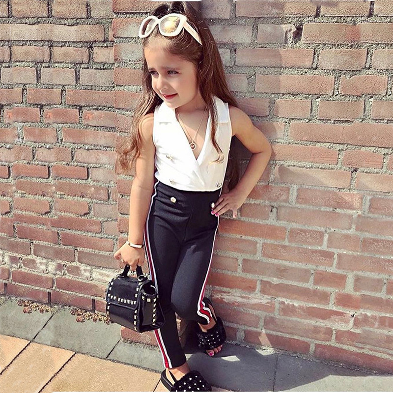 Children's suit European and American ins girls' summer Western style top pants two-piece set small and medium children one-piece delivery