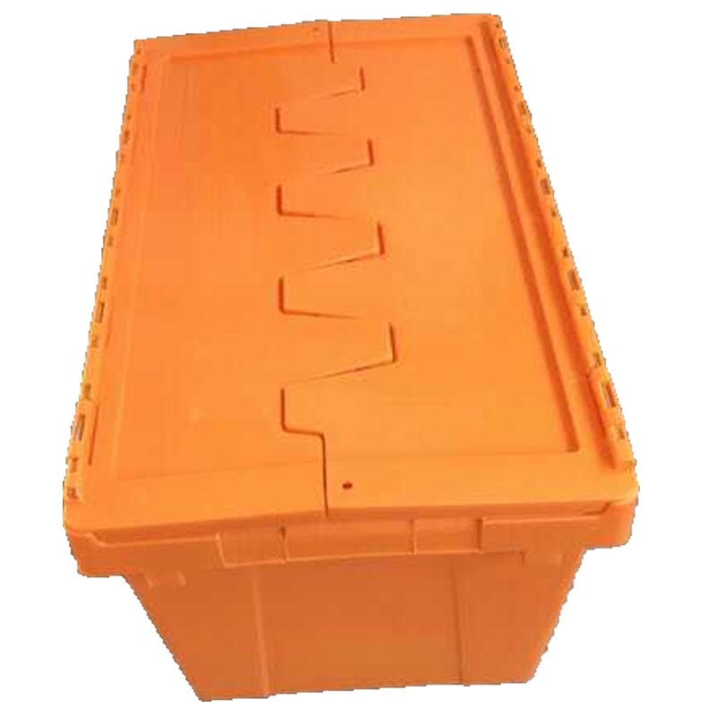 供应蓝红绿白色斜插箱带盖周转箱 百货超市饮食医药周转箱物流框