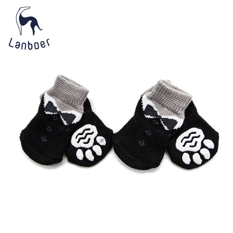 Classic Two-Piece Pet Socks for Dogs, Non-Slip and Warm, Suitable for Teddy and Poodle