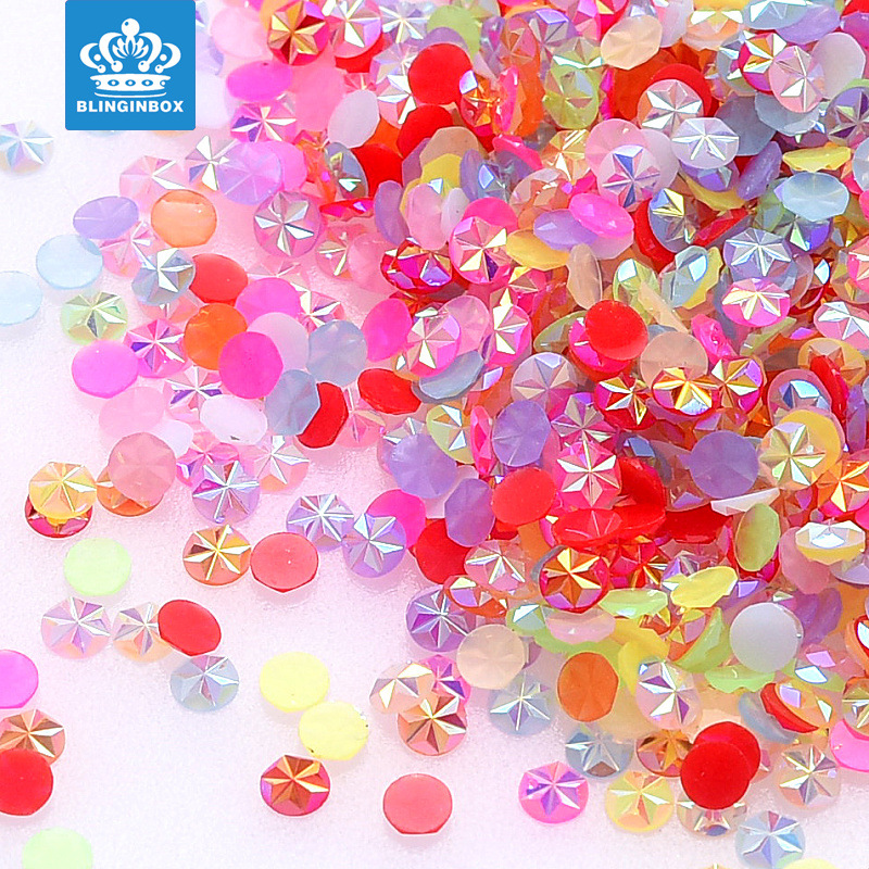 Wholesale DIY jelly bottom nail diamond 5mm resin ice flowers round…