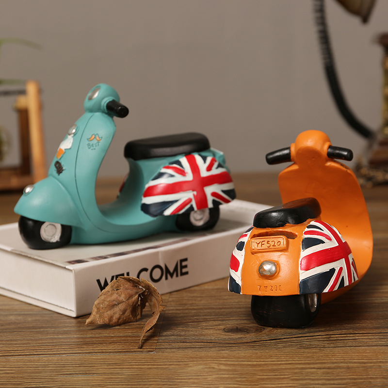 Zakka Retro Motorcycle Model Ornaments Home Living Room Study Tv Cabinet Window Ornaments Creative Piggy Bank