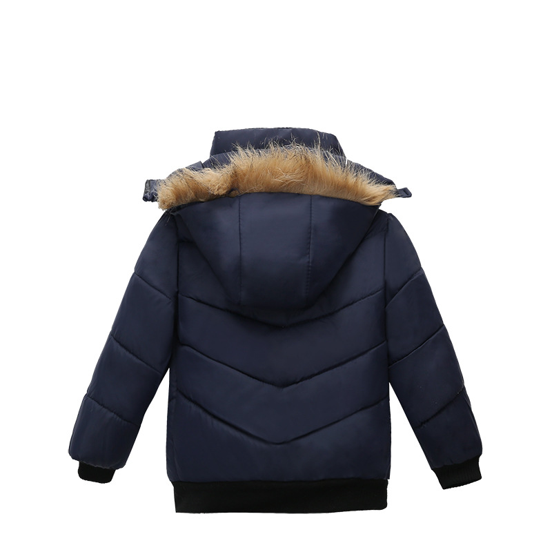 Children's Cotton-padded Coat Winter Boys' Thickened Hooded Coat Trendy Children's Fashion Letters Cotton-padded Coat Trendy