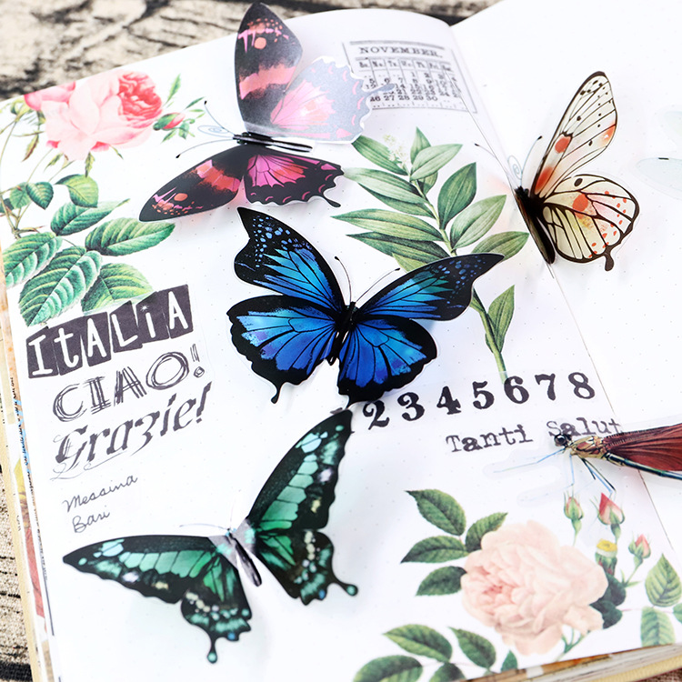 Paper and ink PET transparent sticker bag partial if Series creative special-shaped butterfly Dragonfly hand account decoration material sticker