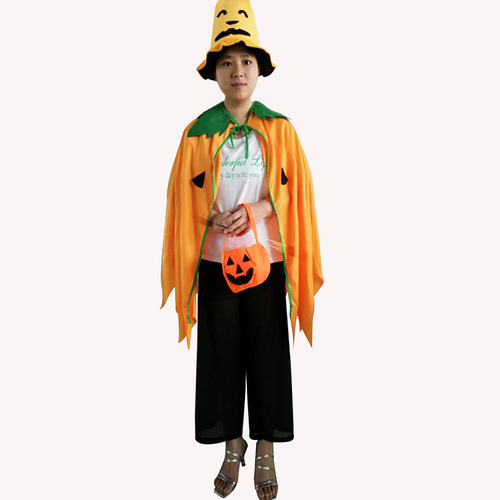 Halloween pumpkin cloak, children and adults masquerade cosplay dress-up parent-child suit, pumpkin costume