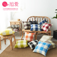 色织条纹涤麻抱枕套 多色多规格亚麻格子抱枕 跨境家居靠枕套靠垫