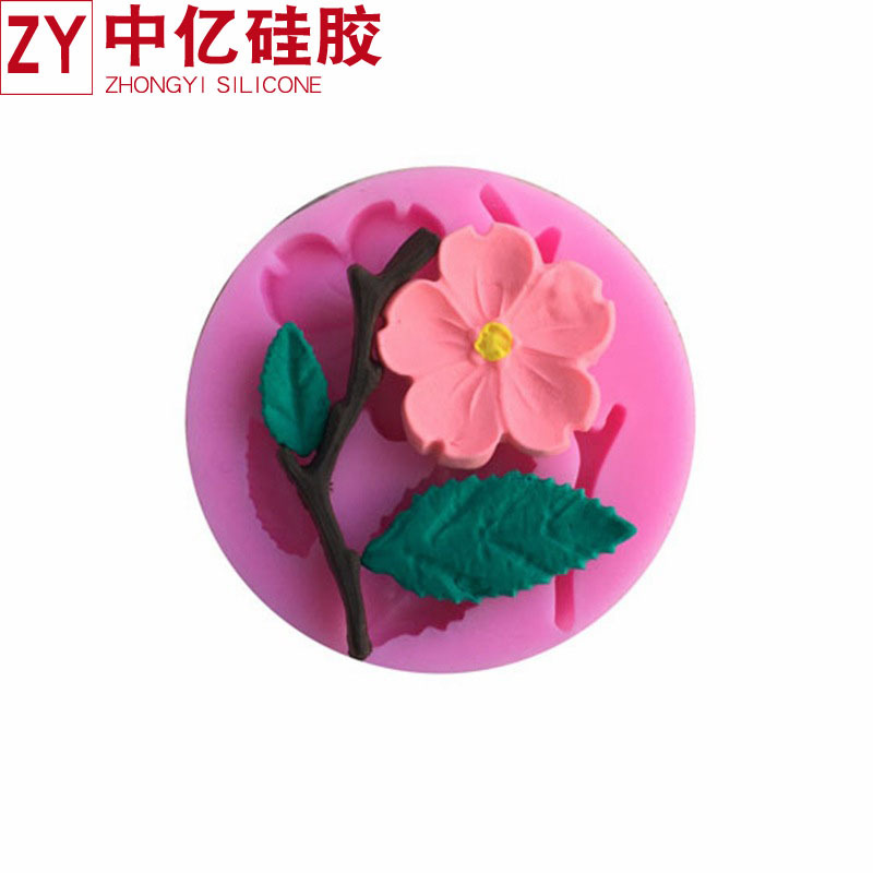 Fondant cake mold peach blossom branch liquid silicone mold cake baking tool G108