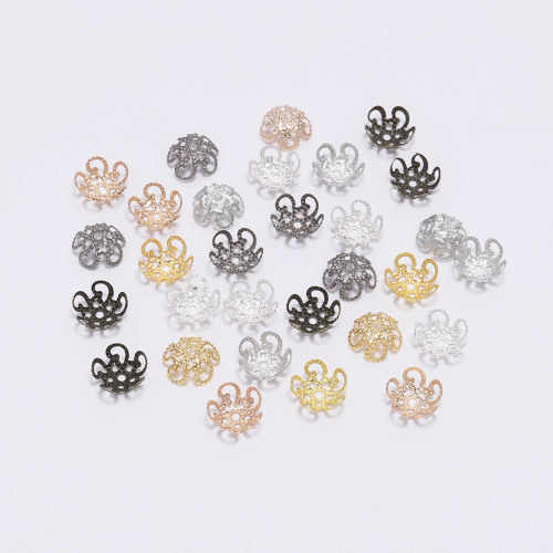 Six-color hollow flower tray DIY jewelry accessories material natural stone bead cap flower spacer bead pendant loose bead flower tray