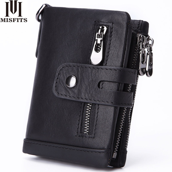 leather fashionable casual short wallet with zipper