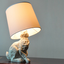 美式台灯北欧风动物仿真卧室床头灯树脂灯具荷兰创意个性兔子台灯