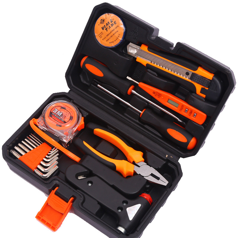 Multifuncional herramientas de hardware del hogar traje martillo de seguridad caja de herramientas del coche herramientas de carpintería caja de herramientas de hardware al por mayor