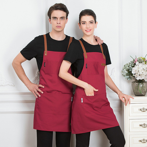 Wholesale Canvas Apron Manufacturer Kitchen Restaurant Anti-Stain Apron Adult Workwear Apron with Logo Printing