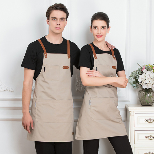 Wholesale Canvas Apron Manufacturer Kitchen Restaurant Anti-Stain Apron Adult Workwear Apron with Logo Printing