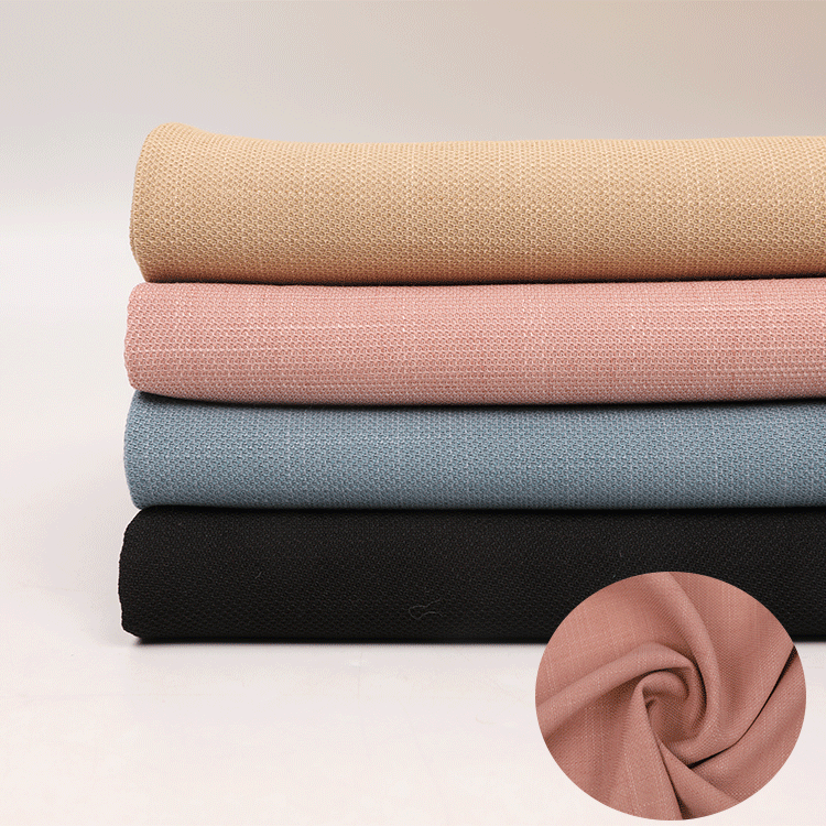 斜纹四面弹竹节仿麻板司呢布料夏装弹力汉服连衣裙衬衫TR面料色织