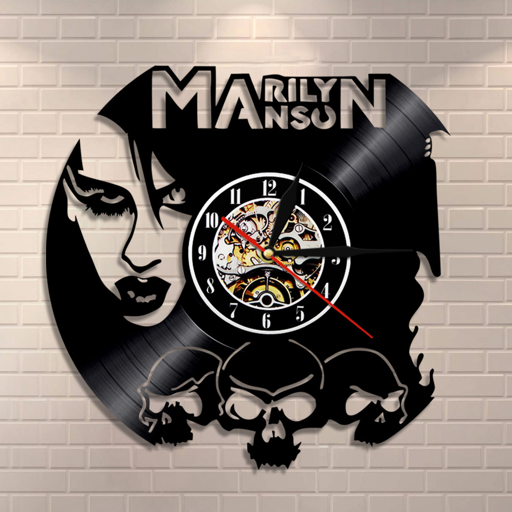 创意时代黑胶时钟 玛丽莲·曼森Marilyn Manson唱片挂钟 装饰墙钟
