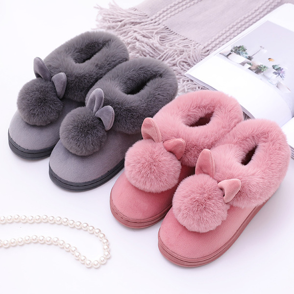 Long ear single -ball cotton shoes men and women in winter warm bag…
