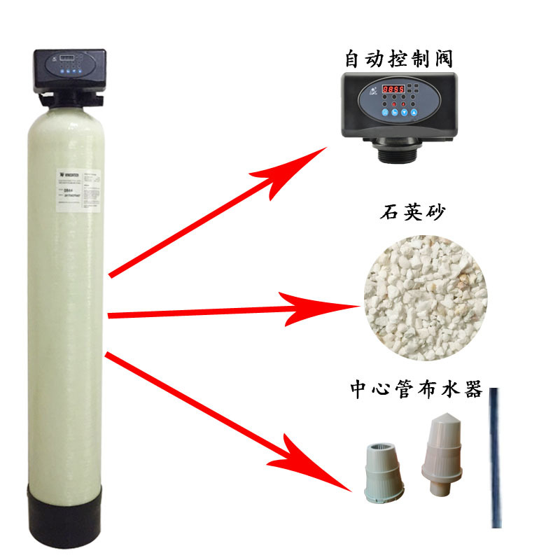 地下水过滤器1吨去泥沙杂质净水器 多介质石英砂净水设备过滤器1T