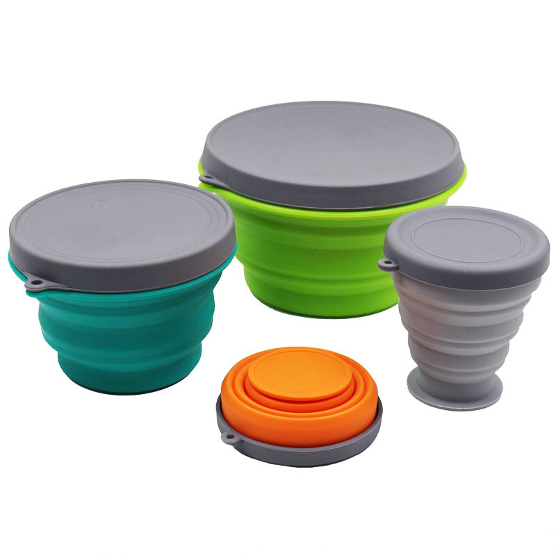 Silicone bowl travel portable silicone lunch box microwave silicone folding Bowl safety and environmental protection manufacturers in stock